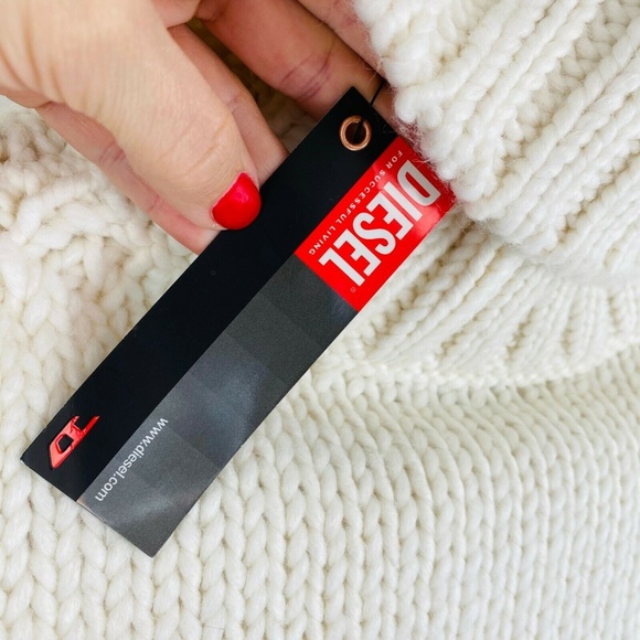 Diesel NEW Thick Knit Cream Sleeveless Cowl Neck S - Picture 5 of 6